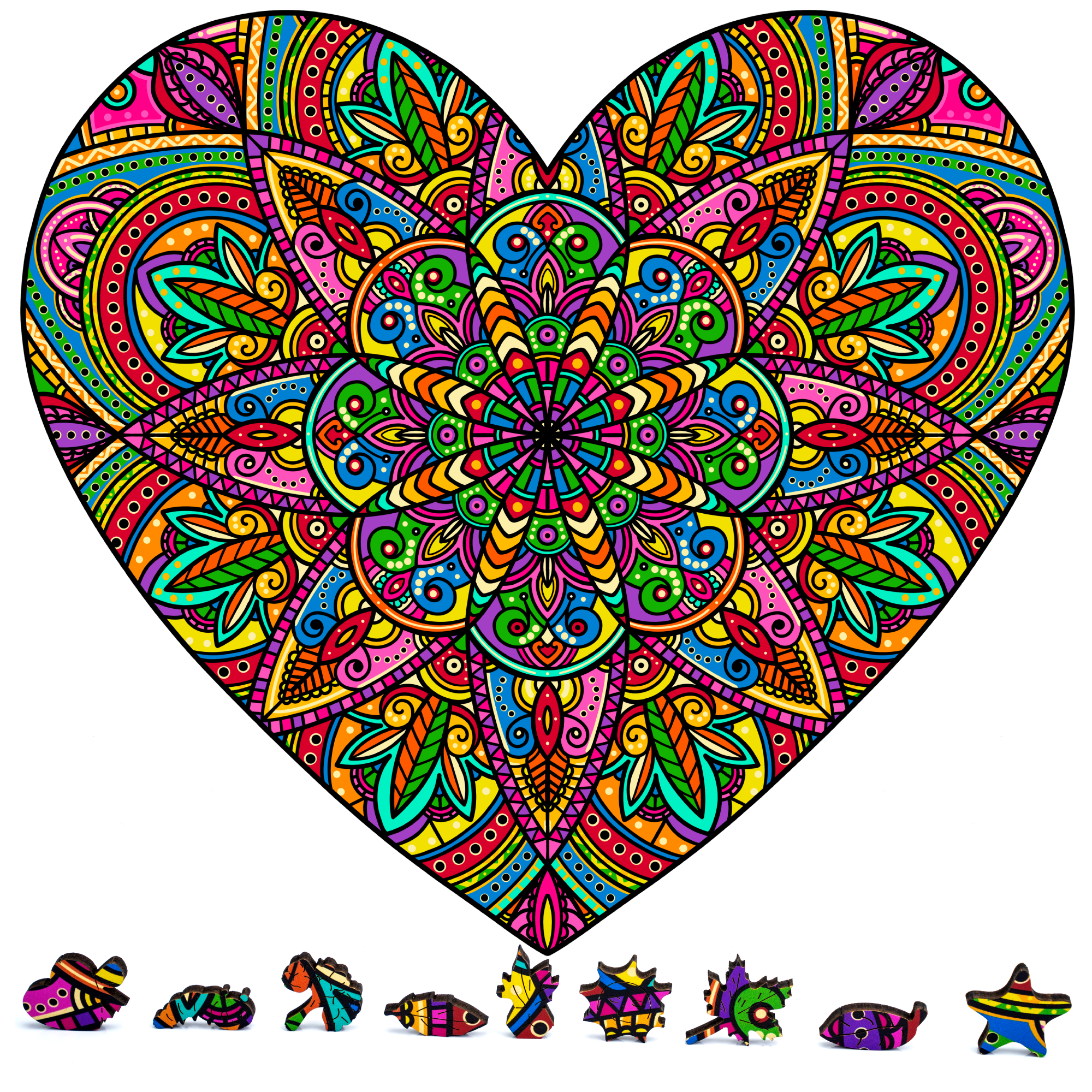 Mandala Heart Wooden Jigsaw Puzzle