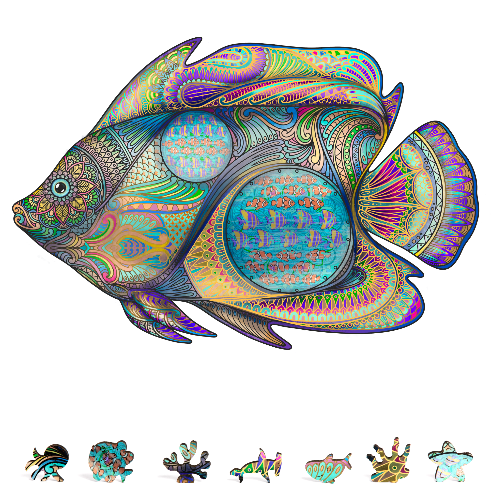 Tropical Fish 200 Piece Wooden Jigsaw Puzzle