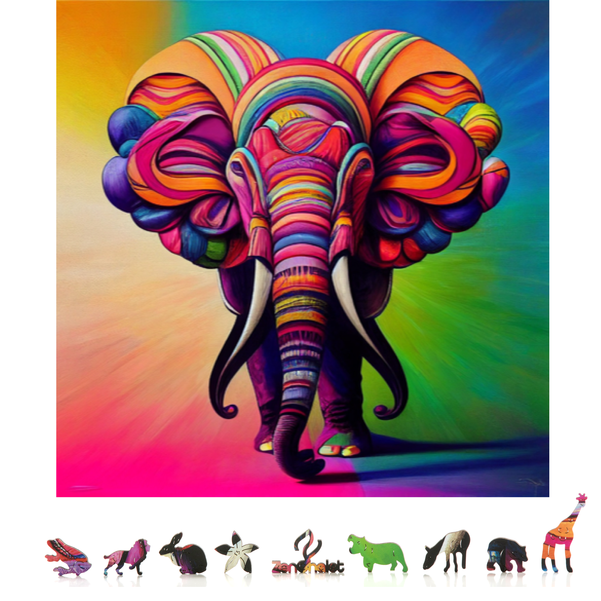  AIXIWAWA Colorful Painting Elephant 500 Piece Puzzle for  Adults, Wooden Jigsaw Puzzles for Fun Family Activity 20.5 x 14.9 inch :  Toys & Games