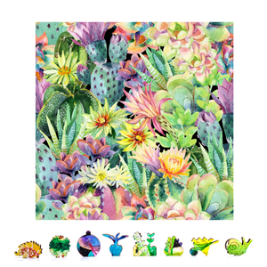Floral Cactus Wooden Jigsaw Puzzle