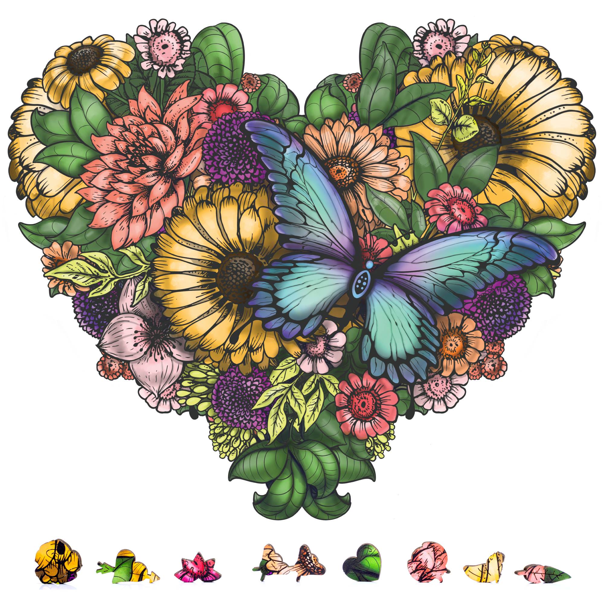 Flower Heart Wooden Jigsaw Puzzle