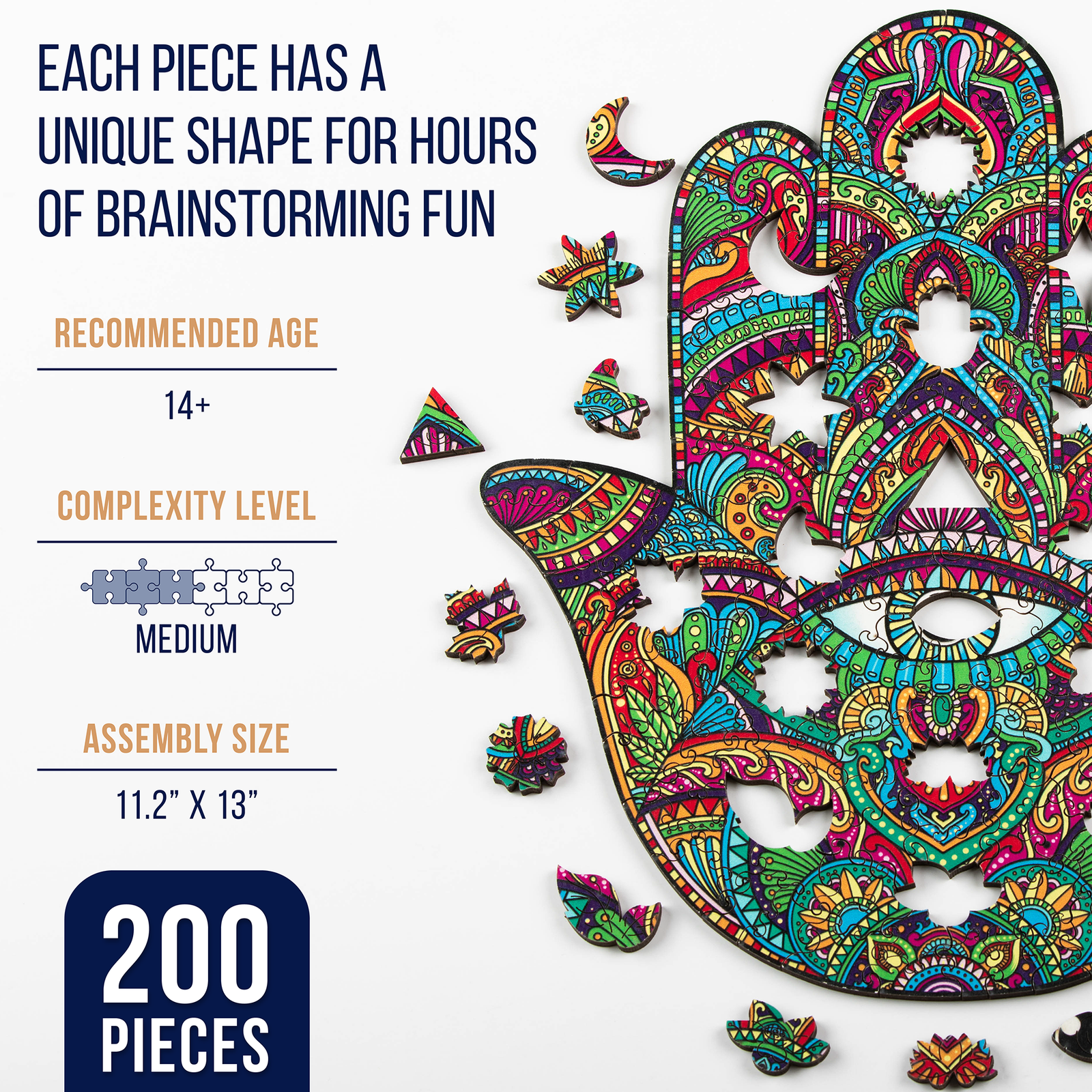 Rompecabezas de madera de mano de Hamsa 